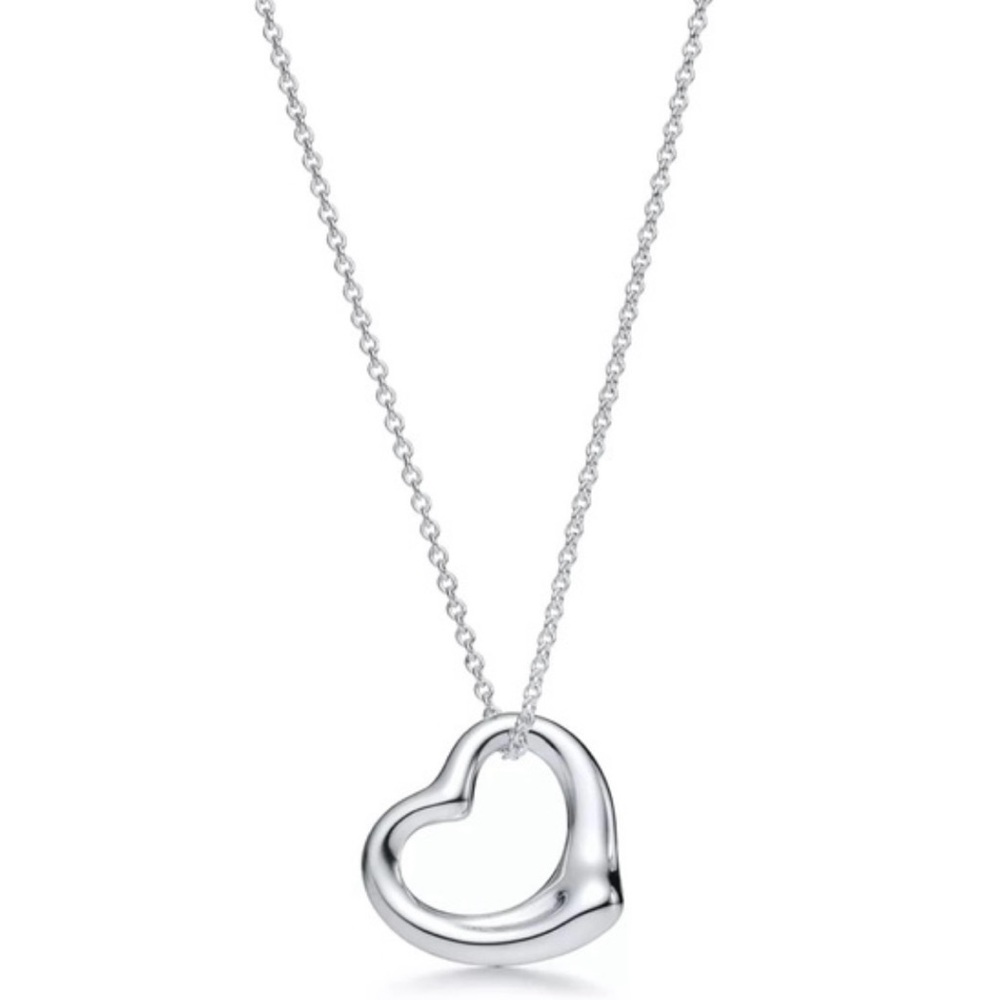 Authentic Tiffany & Co Elsa Peretti Open Heart Pendant Necklace